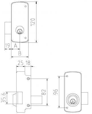 Esquema medidas cerradura 2556CPR MCM